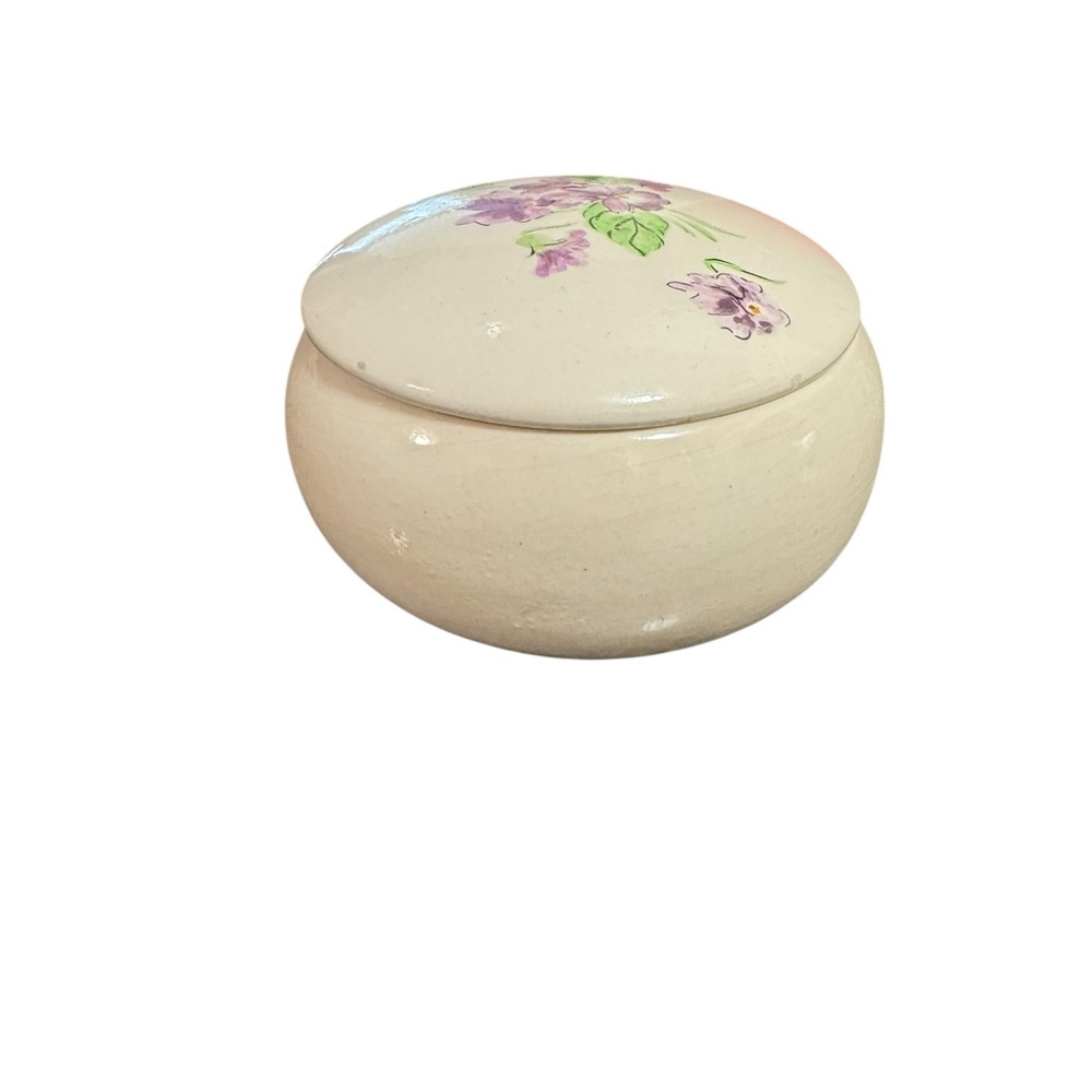 Vintage Handmade Pottery Trinket Box Floral Lid Signed FA Heart Studio Art - Picture 2 of 8